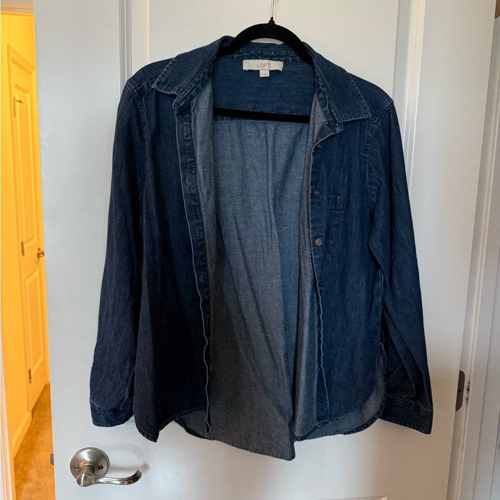 LOFT Chambray Everyday Oversized Pocket Shirt